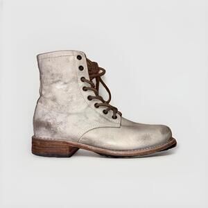 Freebird by Steven Womens Manchester Leather Combat Boots Taupe Distressed 8